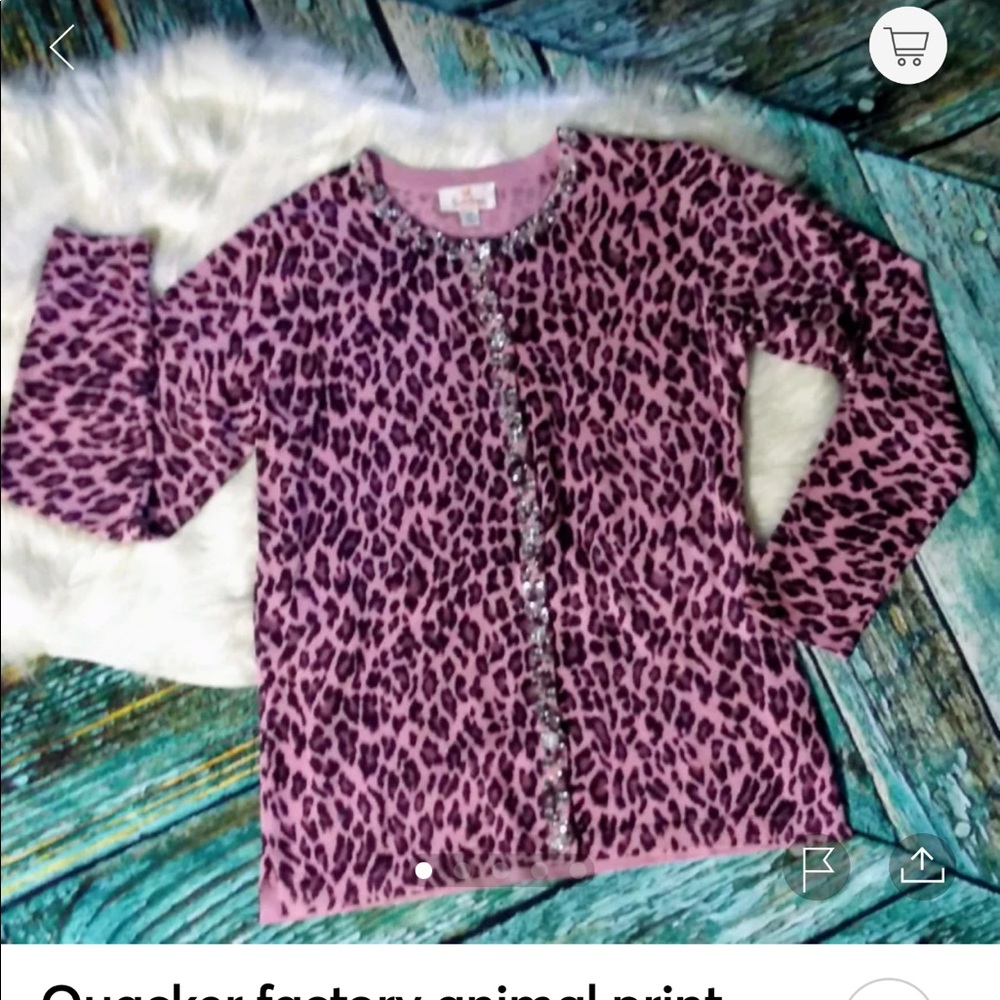 Quacker factory cardigan pink leopard XL